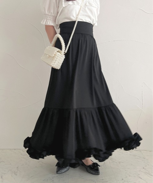 apres jour（アプレジュール）の「フリルティアードスカート【ZOZOTOWN限定アイテム】（スカート・レディース・オフホワイト/ブラック・フリー/X-LARGE）」の9枚目の写真