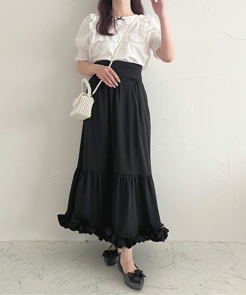 apres jour（アプレジュール）の「フリルティアードスカート【ZOZOTOWN限定アイテム】（スカート・レディース・オフホワイト/ブラック・フリー/X-LARGE）」の14枚目の写真