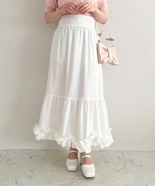 apres jour（アプレジュール）の「フリルティアードスカート【ZOZOTOWN限定アイテム】（スカート・レディース・オフホワイト/ブラック・フリー/X-LARGE）」の3枚目の写真