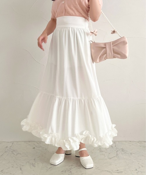 apres jour（アプレジュール）の「フリルティアードスカート【ZOZOTOWN限定アイテム】（スカート・レディース・オフホワイト/ブラック・フリー/X-LARGE）」の4枚目の写真