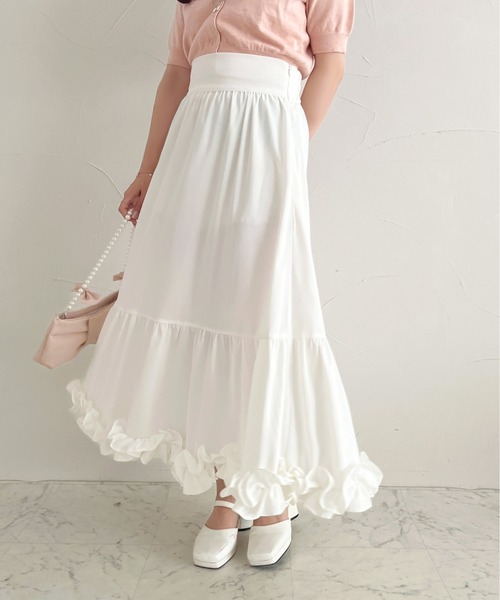 apres jour（アプレジュール）の「フリルティアードスカート【ZOZOTOWN限定アイテム】（スカート・レディース・オフホワイト/ブラック・フリー/X-LARGE）」の5枚目の写真