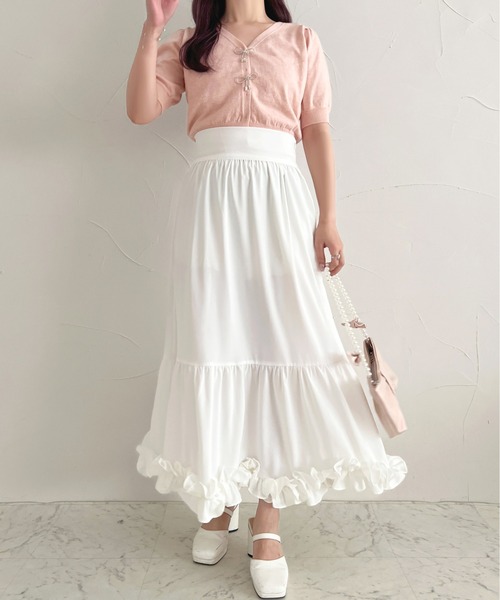 apres jour（アプレジュール）の「フリルティアードスカート【ZOZOTOWN限定アイテム】（スカート・レディース・オフホワイト/ブラック・フリー/X-LARGE）」の7枚目の写真