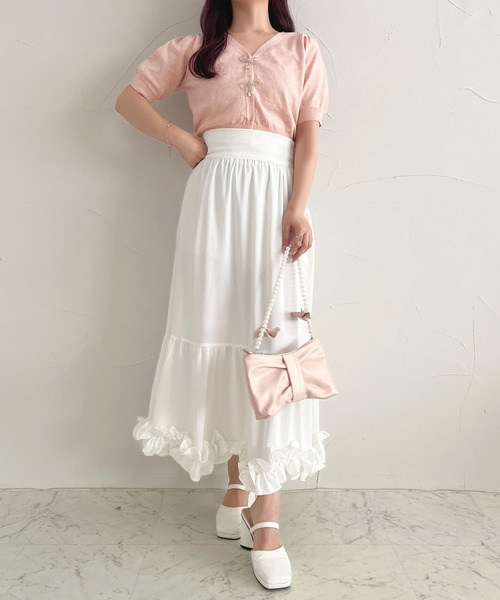 apres jour（アプレジュール）の「フリルティアードスカート【ZOZOTOWN限定アイテム】（スカート・レディース・オフホワイト/ブラック・フリー/X-LARGE）」の8枚目の写真