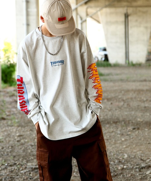 THRASHER】 スリーブ ロゴ プリント 長袖 Tシャツ / ロンT（T