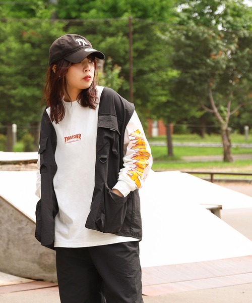 セール】【THRASHER】 スリーブ ロゴ プリント 長袖 Tシャツ