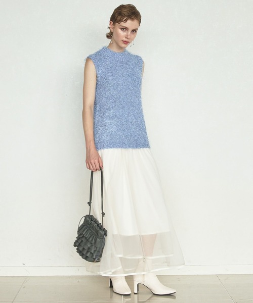 Andemiu(アンデミュウ)の「シャギースタンドノースリーブニット146816(ニット/セーター・レディース・アイボリー/グレー/ブルー・FREE)」の17枚目の写真