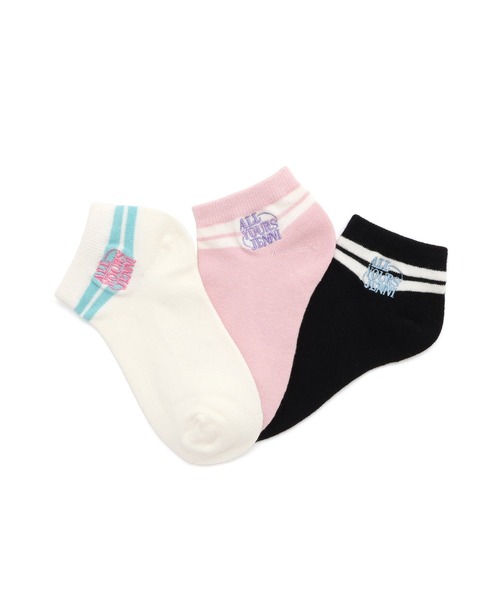 JENNI（ジェニィ）の「ラインロゴショートソックス（ソックス/靴下・キッズ・オフホワイト/ピンク/ブラック・19-21cm/22-24cm）」の4枚目の写真