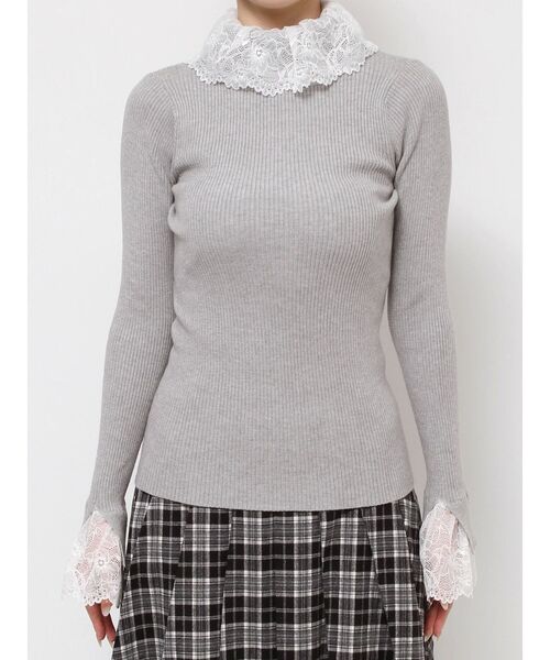 merry jenny（メリージェニー）の「レースリブニット（ニット/セーター・レディース・ブラック/グレー/ピンク/アイボリー・FREE）」の6枚目の写真