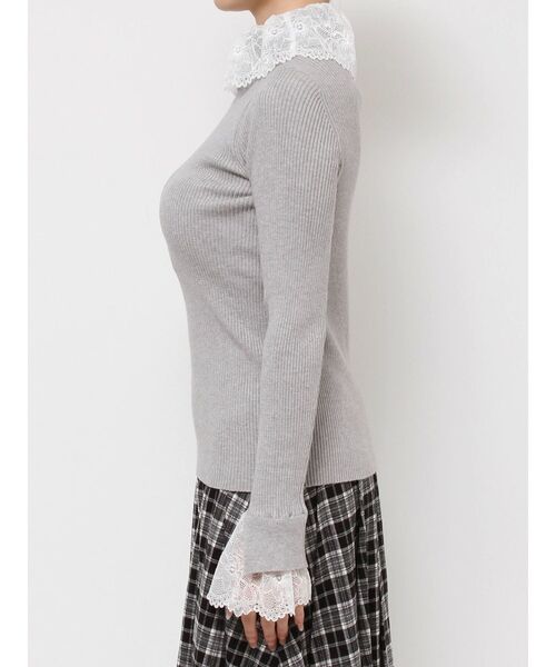 merry jenny（メリージェニー）の「レースリブニット（ニット/セーター・レディース・ブラック/グレー/ピンク/アイボリー・FREE）」の7枚目の写真