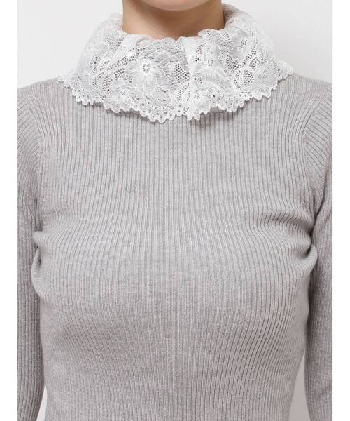 merry jenny（メリージェニー）の「レースリブニット（ニット/セーター・レディース・ブラック/グレー/ピンク/アイボリー・FREE）」の9枚目の写真