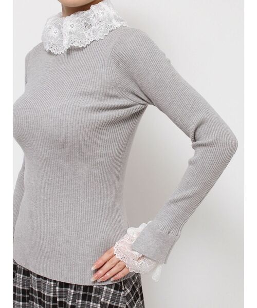merry jenny（メリージェニー）の「レースリブニット（ニット/セーター・レディース・ブラック/グレー/ピンク/アイボリー・FREE）」の10枚目の写真