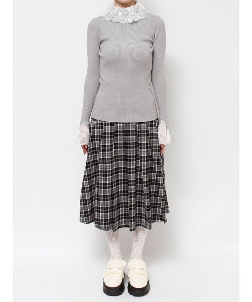 merry jenny（メリージェニー）の「レースリブニット（ニット/セーター・レディース・ブラック/グレー/ピンク/アイボリー・FREE）」の13枚目の写真