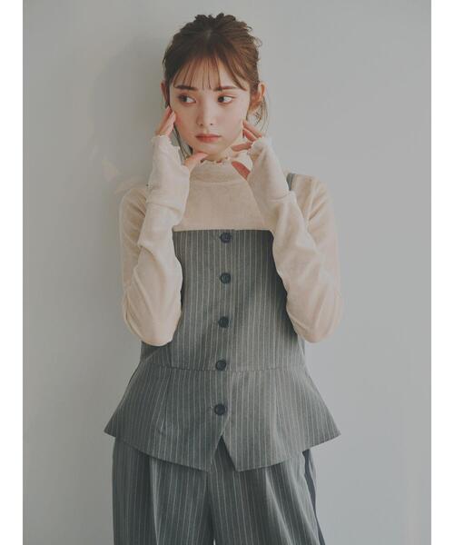 so4u（ソーフォーユー）の「ピンストライプビスチェ（シャツ/ブラウス・レディース・ベージュ/グレー・F）」の2枚目の写真