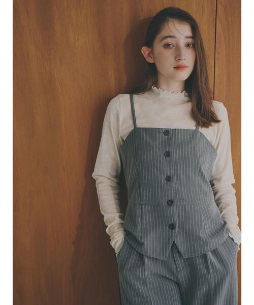 so4u（ソーフォーユー）の「ピンストライプビスチェ（シャツ/ブラウス・レディース・ベージュ/グレー・F）」の3枚目の写真