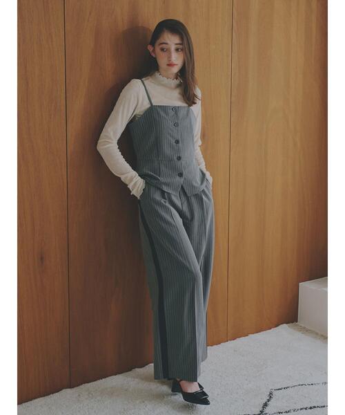 so4u（ソーフォーユー）の「ピンストライプビスチェ（シャツ/ブラウス・レディース・ベージュ/グレー・F）」の5枚目の写真