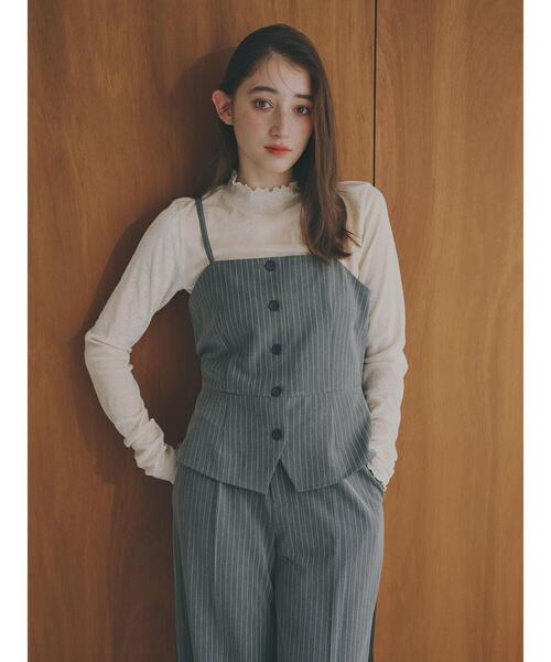 so4u（ソーフォーユー）の「ピンストライプビスチェ（シャツ/ブラウス・レディース・ベージュ/グレー・F）」の6枚目の写真