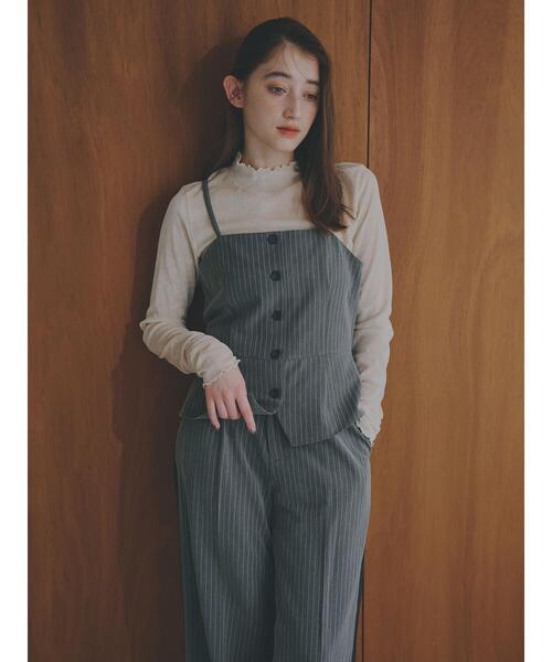 so4u（ソーフォーユー）の「ピンストライプビスチェ（シャツ/ブラウス・レディース・ベージュ/グレー・F）」の7枚目の写真