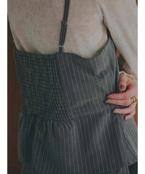 so4u（ソーフォーユー）の「ピンストライプビスチェ（シャツ/ブラウス・レディース・ベージュ/グレー・F）」の14枚目の写真