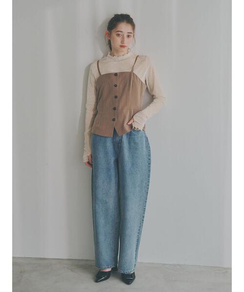 so4u（ソーフォーユー）の「ピンストライプビスチェ（シャツ/ブラウス・レディース・ベージュ/グレー・F）」の15枚目の写真