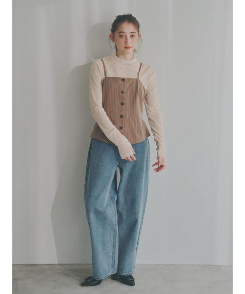 so4u（ソーフォーユー）の「ピンストライプビスチェ（シャツ/ブラウス・レディース・ベージュ/グレー・F）」の16枚目の写真