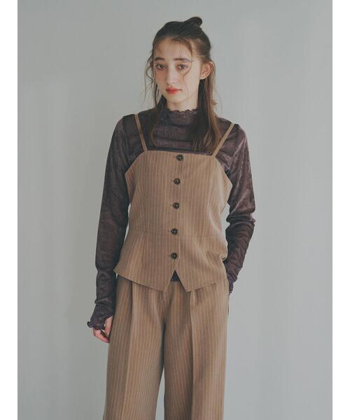 so4u（ソーフォーユー）の「ピンストライプビスチェ（シャツ/ブラウス・レディース・ベージュ/グレー・F）」の21枚目の写真
