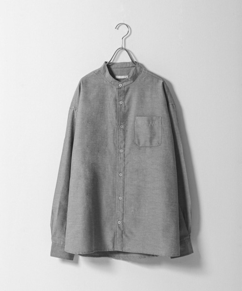 ZIP FIVE（ジップファイブ）の「【ZIP FIVE】 CVCオックス 長袖 バンドカラー オーバーサイズ シャツ（シャツ/ブラウス・メンズ・オフホワイト/サックスブルー/ネイビー/チャコール・MEDIUM/LARGE/X-LARGE）」の20枚目の写真