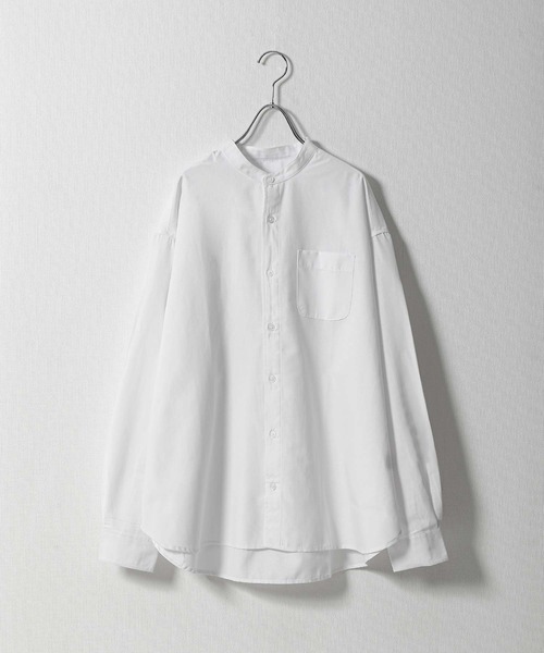 ZIP FIVE（ジップファイブ）の「【ZIP FIVE】 CVCオックス 長袖 バンドカラー オーバーサイズ シャツ（シャツ/ブラウス・メンズ・オフホワイト/サックスブルー/ネイビー/チャコール・MEDIUM/LARGE/X-LARGE）」の19枚目の写真