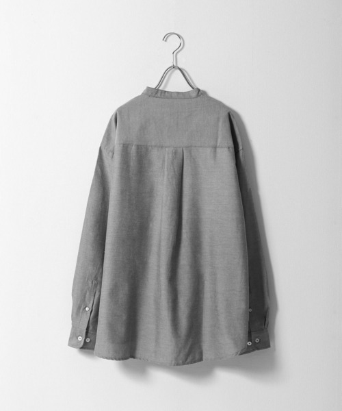 ZIP FIVE（ジップファイブ）の「【ZIP FIVE】 CVCオックス 長袖 バンドカラー オーバーサイズ シャツ（シャツ/ブラウス・メンズ・オフホワイト/サックスブルー/ネイビー/チャコール・MEDIUM/LARGE/X-LARGE）」の11枚目の写真