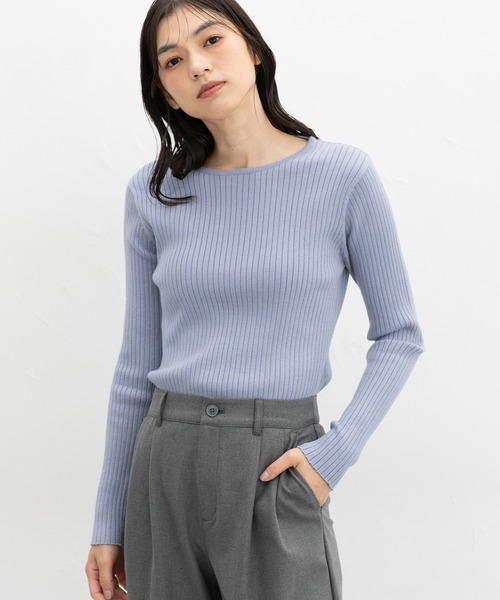 Honeys（ハニーズ）の「ラメ入りリブニット（ニット/セーター・レディース・ブルー/アイボリー/ブラック/グレイッシュベージュ・S/M/L/LL）」の4枚目の写真