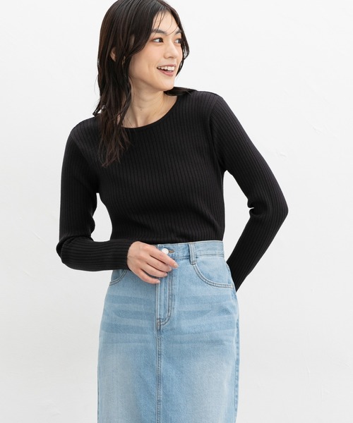 Honeys（ハニーズ）の「ラメ入りリブニット（ニット/セーター・レディース・ブルー/アイボリー/ブラック/グレイッシュベージュ・S/M/L/LL）」の10枚目の写真