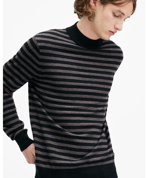 ALLSAINTS(オールセインツ)の「ANDI MOCK NECK STRIPED JUMPER | ANDI モック ネック ストライプ ニット・セーター(ニット/セーター・メンズ・チャコールグレー×ブラック・XS/S/M/L/XL)」の6枚目の写真