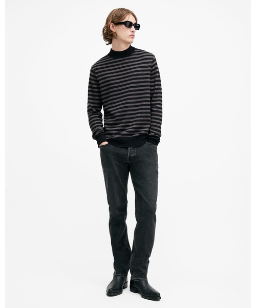ALLSAINTS(オールセインツ)の「ANDI MOCK NECK STRIPED JUMPER | ANDI モック ネック ストライプ ニット・セーター(ニット/セーター・メンズ・チャコールグレー×ブラック・XS/S/M/L/XL)」の4枚目の写真