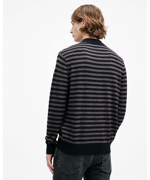 ALLSAINTS(オールセインツ)の「ANDI MOCK NECK STRIPED JUMPER | ANDI モック ネック ストライプ ニット・セーター(ニット/セーター・メンズ・チャコールグレー×ブラック・XS/S/M/L/XL)」の3枚目の写真