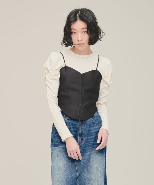 eL(エル)の「【eL】Glossy Bustier/151069(その他トップス・レディース・ブラック/ブラウン・FREE)」の2枚目の写真