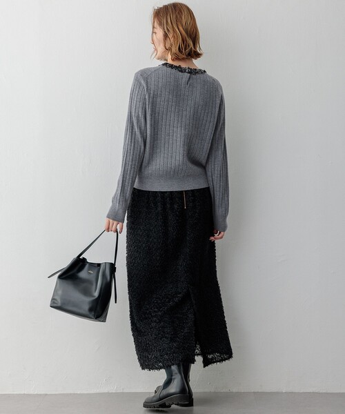 23区(ニジュウサンク)の「【洗える】ヘアリーカットジャカード スカート(スカート・レディース・ブラック系/ベージュ系・30/32/34)」の6枚目の写真
