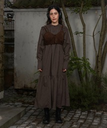 check nocollar mermaid shirt op / チェックノーカラーマーメイドシャツワンピ
