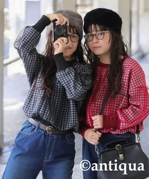 antiqua | ギンガムチェックシアートップス(Tシャツ/カットソー)