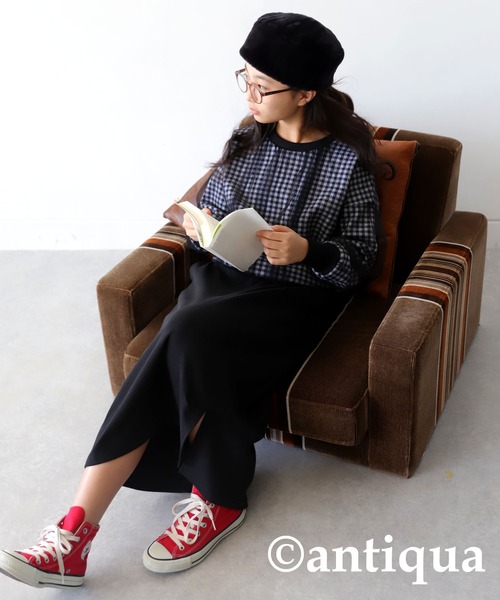 antiqua（アンティカ）の「ギンガムチェックシアートップス（Tシャツ/カットソー・キッズ・ブラック/レッド・150/160）」の10枚目の写真