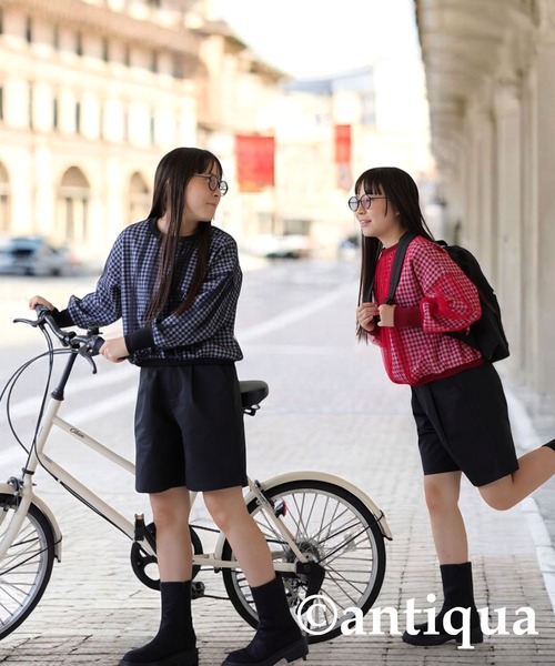 antiqua（アンティカ）の「ギンガムチェックシアートップス（Tシャツ/カットソー・キッズ・ブラック/レッド・150/160）」の11枚目の写真