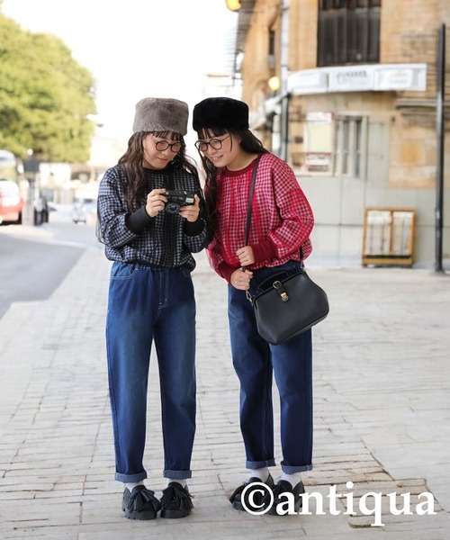 セール】ギンガムチェックシアートップス（Tシャツ/カットソー