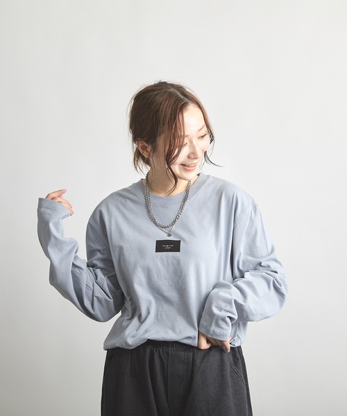 B'day（ビーデイ）の「ヘヴィウェイト天竺 プリント 長袖 クルーネック（Tシャツ/カットソー・レディース・サックスブルー系/ブラック/ホワイト・LARGE/MEDIUM）」の3枚目の写真
