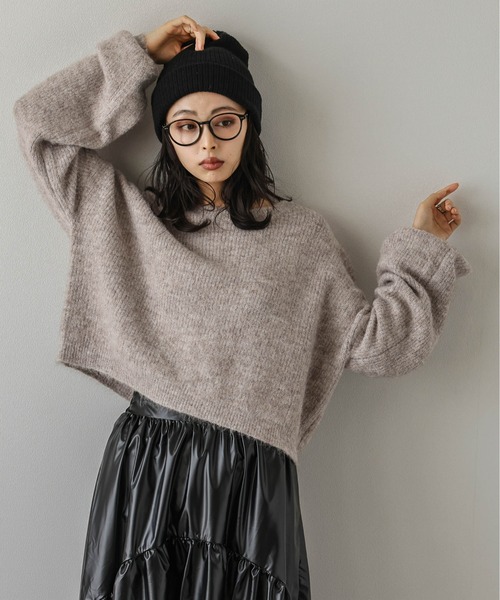 La-gemme（ラジェム）の「メランジニットトップス（ニット/セーター・レディース・グレー/ブラック/ベージュ/ブラウン/ピンク/レッド・フリー）」の22枚目の写真