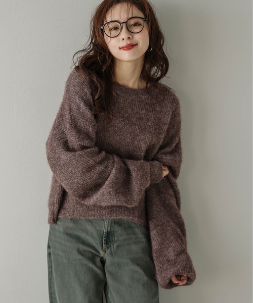 最終値下げ　　　セーター ローゲージ畦編ラグランスリーブセーター【大きいサイズ有
