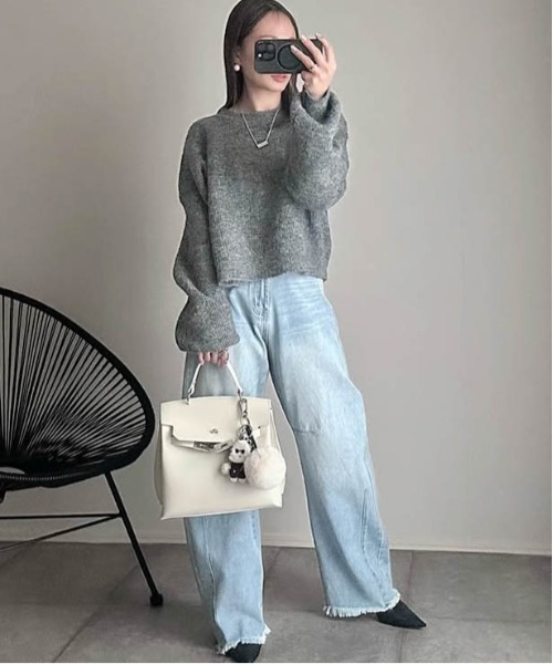 La-gemme（ラジェム）の「メランジニットトップス（ニット/セーター・レディース・グレー/ブラック/ベージュ/ブラウン/ピンク/レッド・フリー）」の13枚目の写真