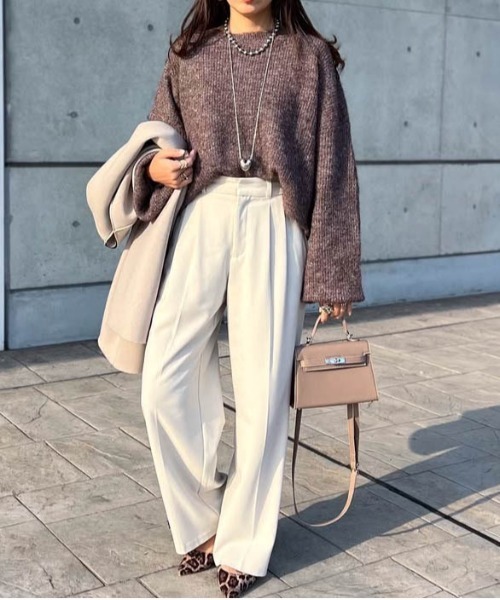 La-gemme（ラジェム）の「メランジニットトップス（ニット/セーター・レディース・グレー/ブラック/ベージュ/ブラウン/ピンク/レッド・フリー）」の12枚目の写真