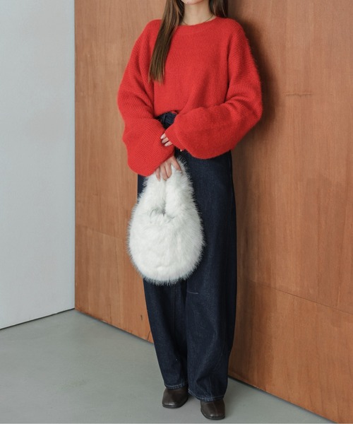 La-gemme（ラジェム）の「メランジニットトップス（ニット/セーター・レディース・グレー/ブラック/ベージュ/ブラウン/ピンク/レッド・フリー）」の7枚目の写真