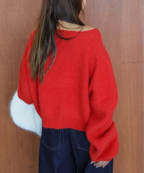 La-gemme（ラジェム）の「メランジニットトップス（ニット/セーター・レディース・グレー/ブラック/ベージュ/ブラウン/ピンク/レッド・フリー）」の10枚目の写真