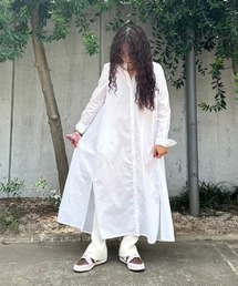 サイドスリット ロング丈 ワンピース シャツ ワンピース」に該当