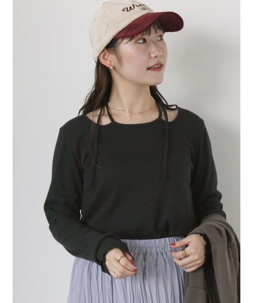 ehka sopo（エヘカソポ）の「バックリボンカットソー（Tシャツ/カットソー・レディース・ブラック/オフホワイト/ベージュ・F）」の2枚目の写真