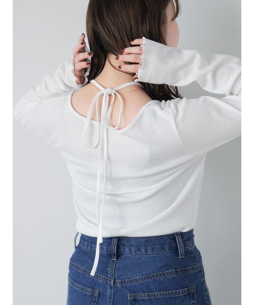 ehka sopo（エヘカソポ）の「バックリボンカットソー（Tシャツ/カットソー・レディース・ブラック/オフホワイト/ベージュ・F）」の18枚目の写真